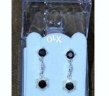 Haider Jewellery Pure Silver Black Diamond Italian Earrings