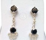 Haider Jewellery Pure Silver Black Diamond Italian Earrings Model # Hj