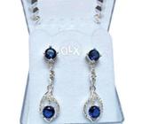 Haider Jewellery Pure Silver Blue Diamond Italian Earrings Model # Hj0