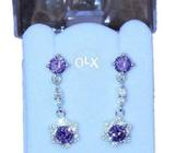 Haider Jewellery Pure Silver Purple Diamond Italian Earrings
