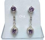 Haider Jewellery Pure Silver Purple Diamond Italian Earrings Model # H
