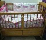 Wooden cot with mattress set