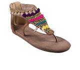 ǁSULAFAH Beige Multi Leather Sandals for Womenǁ