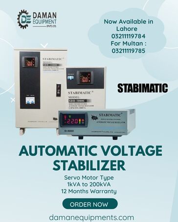 Automatic Voltage Stabilizer – Servo Motor Type – 1kVA to 200kVA – 12 Months Warranty