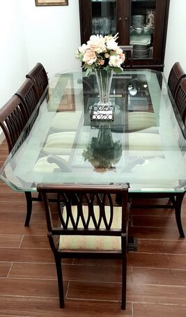 sheesham dining table 8 chairs with china cabinet