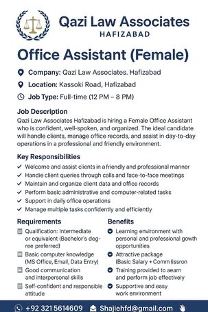 Office Assistant ( Female )